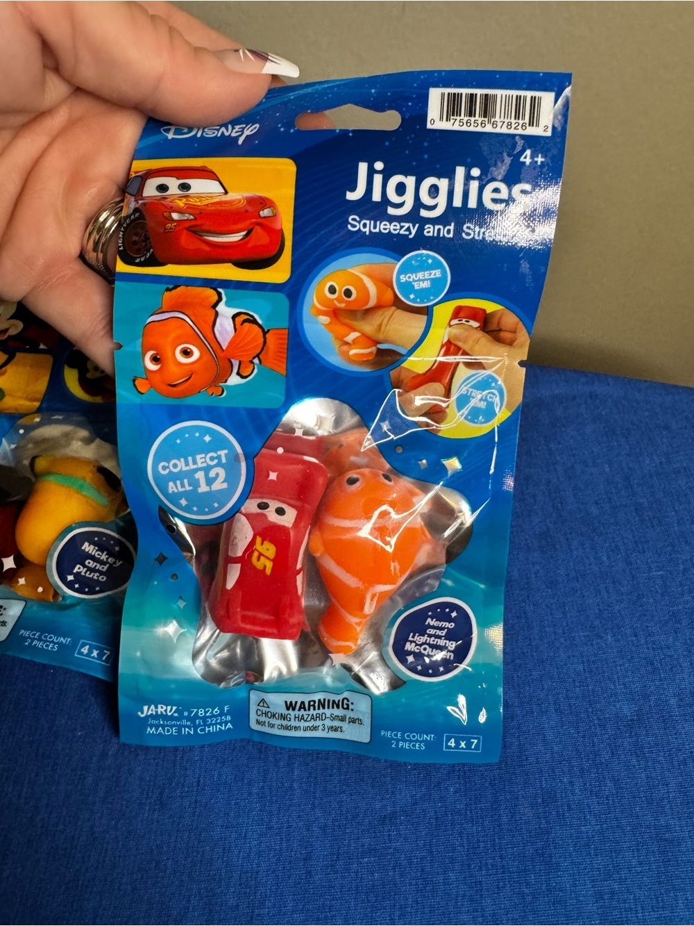 5/$25 NWT Disney Jigglies Lightning McQueen Red & Nemo Orange Squeeze Toy Set
